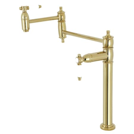 Deck Mount Pot Filler, Polished Brass